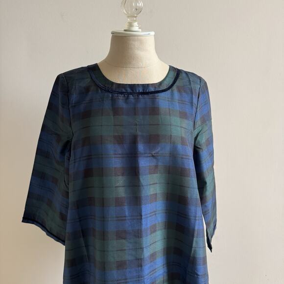 New Tuckernuck Jamie Blackwatch Plaid Maxi Dress Womens S Velvet Trimmed Tartan - Picture 7 of 16